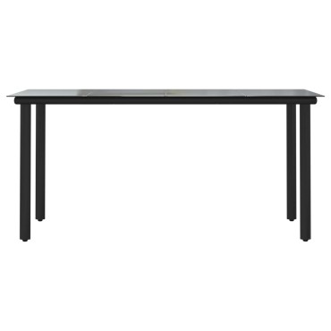 vidaXL Τραπεζαρία Κήπου Μαύρη 160x80x74cm Ατσάλι / Ψημένο Γυαλί 1 τεμ.