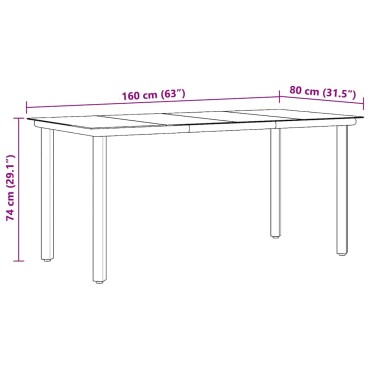 vidaXL Τραπεζαρία Κήπου Μαύρη 160x80x74cm Ατσάλι / Ψημένο Γυαλί 1 τεμ.