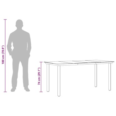 vidaXL Τραπεζαρία Κήπου Μαύρη 160x80x74cm Ατσάλι / Ψημένο Γυαλί 1 τεμ.