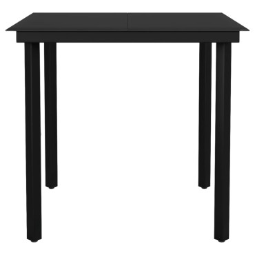 vidaXL Τραπεζαρία Κήπου Μαύρη 80x80x74cm από Ατσάλι / Γυαλί 1 τεμ.