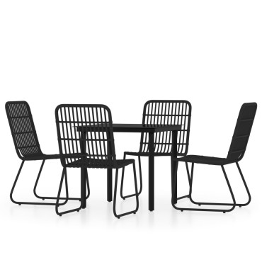 vidaXL Σετ Τραπεζαρίας Κήπου 5 τεμ. Μαύρο 80x80x74cm