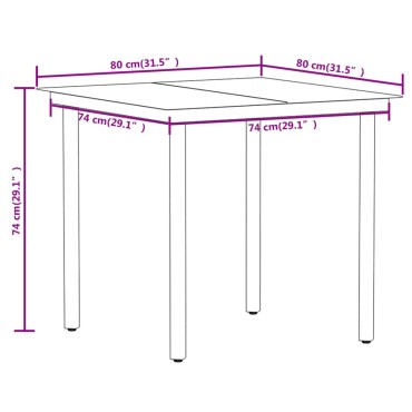 vidaXL Σετ Τραπεζαρίας Κήπου 5 τεμ. Μαύρο 80x80x74cm