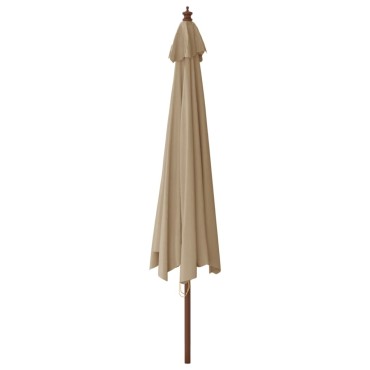 vidaXL Ομπρέλα Κήπου με Ξύλινο Ιστό Taupe 400 x 273 εκ.