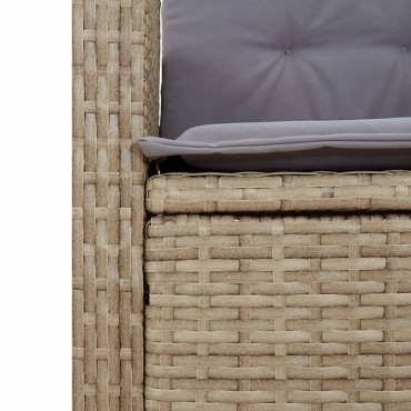 vidaXL Σετ Τραπεζαρίας Κήπου 3 τεμ. Μικτό Μπεζ Συνθ. Ρατάν & Μαξιλάρια 57x58,5x93cm