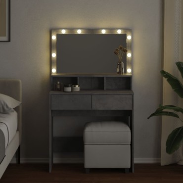 vidaXL Μπουντουάρ με LED Γκρι Σκυροδέματος 80x41x144,5cm 1 τεμ.