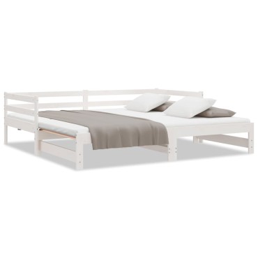 vidaXL Καναπές Κρεβάτι Λευκός 2x(90x200)cm από Μασίφ Ξύλο Πεύκου 1 τεμ. - Μονό