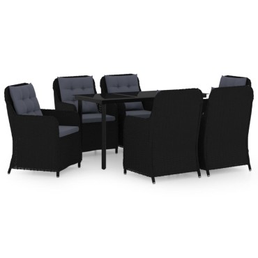 vidaXL Σετ Τραπεζαρίας Κήπου 7 τεμ. Μαύρο 64x65x90cm