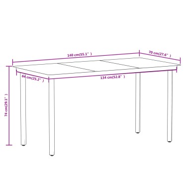 vidaXL Σετ Τραπεζαρίας Κήπου 7 τεμ. Μαύρο 64x65x90cm