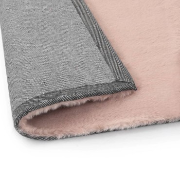 vidaXL Χαλί Ροζ Παστέλ 160x230cm από Συνθετική Γούνα Κουνελιού