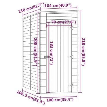 vidaXL Αποθήκη Κήπου 100x210x218 εκ. από Εμποτισμένο Ξύλο Πεύκου