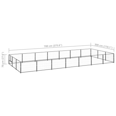 vidaXL Σπιτάκι Σκύλου Μαύρο 21 μ² Ατσάλινο