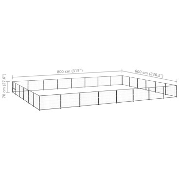 vidaXL Σπιτάκι Σκύλου Μαύρο 48 μ² Ατσάλινο