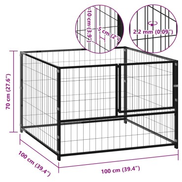 vidaXL Σπιτάκι Σκύλου Μαύρο 100 x 100 x 70 εκ. Ατσάλινο