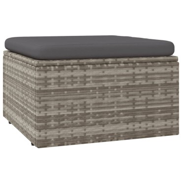 vidaXL Υποπόδιο Κήπου Γκρι 55x55x30cm Συνθετικό Ρατάν με Μαξιλάρι 1 τεμ. Γωνιακός