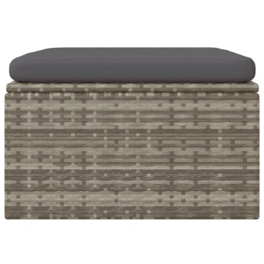 vidaXL Υποπόδιο Κήπου Γκρι 55x55x30cm Συνθετικό Ρατάν με Μαξιλάρι 1 τεμ. Γωνιακός