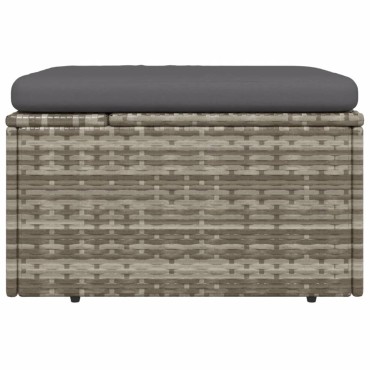 vidaXL Υποπόδιο Κήπου Γκρι 55x55x30cm Συνθετικό Ρατάν με Μαξιλάρι 1 τεμ. Γωνιακός