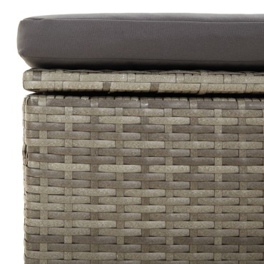 vidaXL Υποπόδιο Κήπου Γκρι 55x55x30cm Συνθετικό Ρατάν με Μαξιλάρι 1 τεμ. Γωνιακός