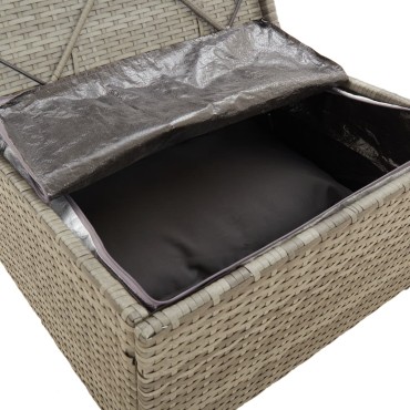 vidaXL Υποπόδιο Κήπου Γκρι 55x55x30cm Συνθετικό Ρατάν με Μαξιλάρι 1 τεμ. Γωνιακός
