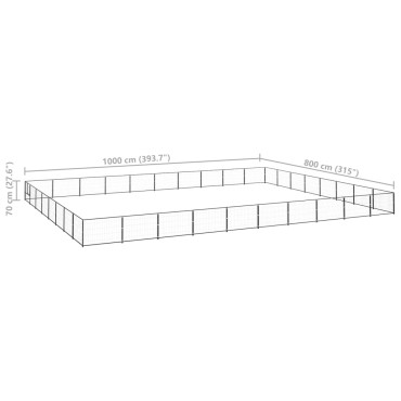 vidaXL Σπιτάκι Σκύλου Μαύρο 80 μ² Ατσάλινο