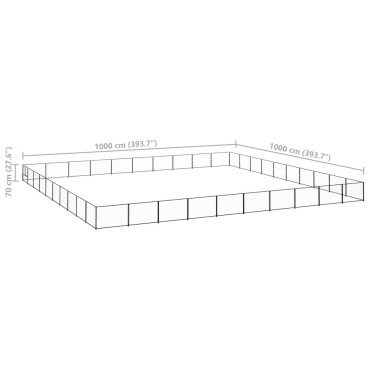 vidaXL Σπιτάκι Σκύλου Μαύρο 100 μ² Ατσάλινο