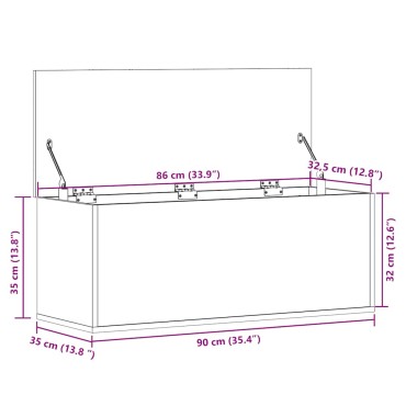 vidaXL Κουτί Αποθήκευσης Λευκό 90x35x35cm από Επεξεργασμένο Ξύλο 1 τεμ.