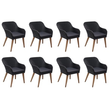 vidaXL Σετ Τραπεζαρίας Κήπου 9 τεμ. Μαύρο 200x90x74cm