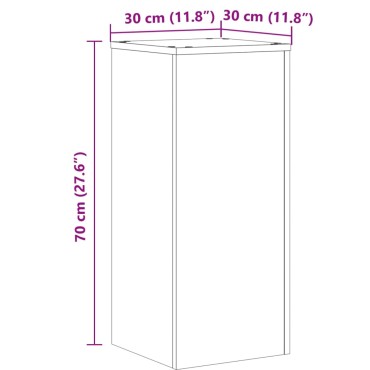 vidaXL Βάσεις Φυτών 2 τεμ. Μαύρες 30x30x70 εκ. από Επεξεργασμένο Ξύλο