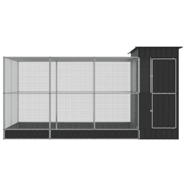 vidaXL Κλουβί με Επέκταση Ασημένιο 416x203x216 εκ. Ατσάλινο