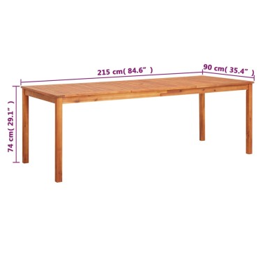 vidaXL Τραπέζι Κήπου 215x90x74cm από Μασίφ Ξύλο Ακακίας 1 τεμ.