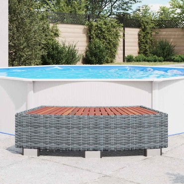vidaXL Σκαλοπάτι για Σπα Γκρι 92 x 45 x 25 εκ. από Συνθετικό Ρατάν