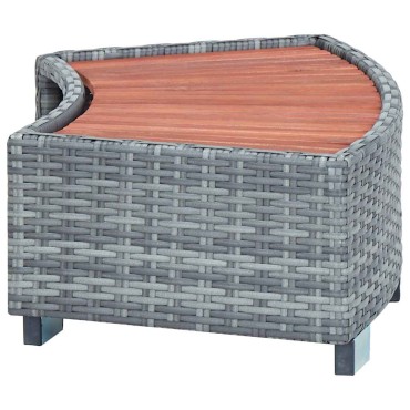 vidaXL Σκαλοπάτι για Σπα Γκρι 92 x 45 x 25 εκ. από Συνθετικό Ρατάν