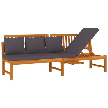 vidaXL Καναπές Κρεβάτι 200x60x75cm Μασίφ Ακακία με Γκρι Μαξιλάρι