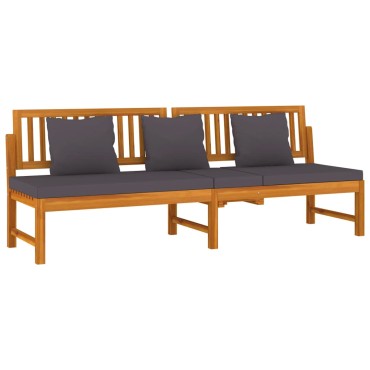 vidaXL Καναπές Κρεβάτι 200x60x75cm Μασίφ Ακακία με Γκρι Μαξιλάρι