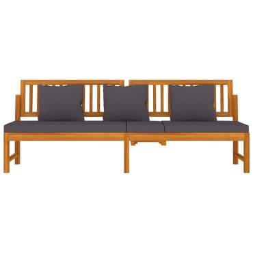 vidaXL Καναπές Κρεβάτι 200x60x75cm Μασίφ Ακακία με Γκρι Μαξιλάρι