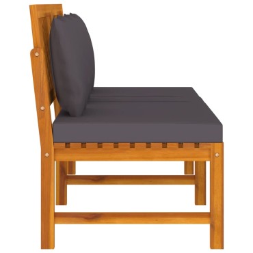 vidaXL Καναπές Κρεβάτι 200x60x75cm Μασίφ Ακακία με Γκρι Μαξιλάρι