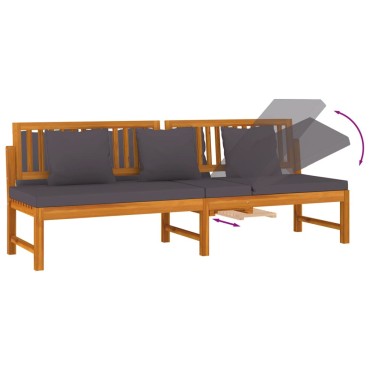 vidaXL Καναπές Κρεβάτι 200x60x75cm Μασίφ Ακακία με Γκρι Μαξιλάρι