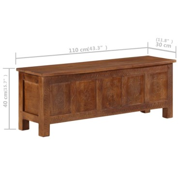 vidaXL Μπαούλο Αποθήκευσης 110x30x40cm από Μασίφ Ξύλο Μάνγκο 1 τεμ.