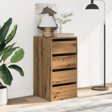 vidaXL Συρταριέρα Γωνιακή Αρτισιανή Δρυς 40x41x76cm Επεξεργ. Ξύλο 1 τεμ.