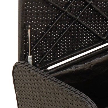 vidaXL Παγκάκι Αποθήκευσης Μαύρο 115x51x52cm Συνθετικό Ρατάν Μαξιλάρι 1 τεμ.
