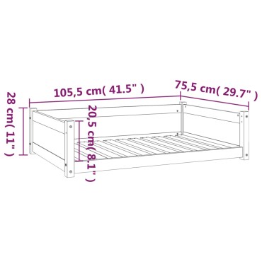 vidaXL Κρεβάτι Σκύλου 105,5x75,5x28 εκ. από Μασίφ Ξύλο Πεύκου