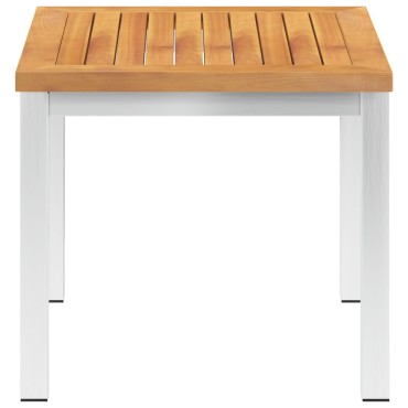 vidaXL Τραπεζάκι Κήπου 45x45x38cm Μασίφ Ξύλο Ακακίας / Ανοξ. Ατσάλι 1 τεμ.