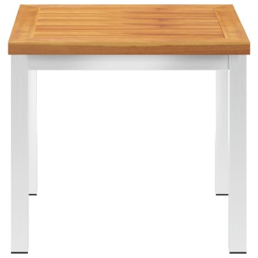vidaXL Τραπεζάκι Κήπου 45x45x38cm Μασίφ Ξύλο Ακακίας / Ανοξ. Ατσάλι 1 τεμ.