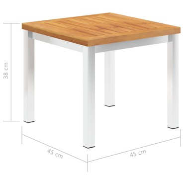 vidaXL Τραπεζάκι Κήπου 45x45x38cm Μασίφ Ξύλο Ακακίας / Ανοξ. Ατσάλι 1 τεμ.