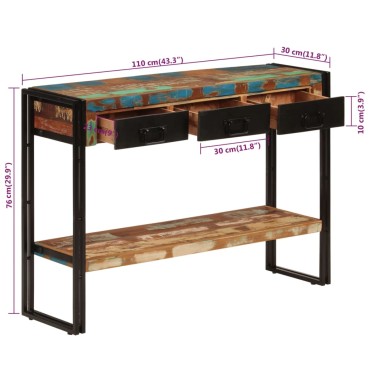 vidaXL Τραπέζι Κονσόλα 110x30x76cm από Μασίφ Ανακυκλωμένο Ξύλο 1 τεμ.