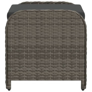 vidaXL Υποπόδιο Κήπου Γκρι 58x46x46cm Συνθετικό Ρατάν με Μαξιλάρι 1 τεμ.