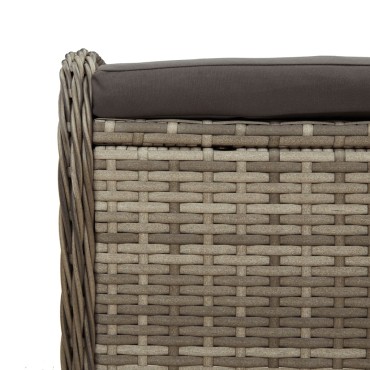 vidaXL Υποπόδιο Κήπου Γκρι 58x46x46cm Συνθετικό Ρατάν με Μαξιλάρι 1 τεμ.