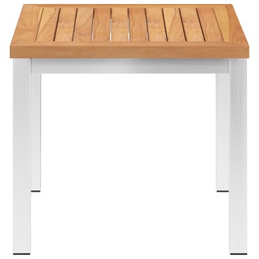 vidaXL Τραπεζάκι Κήπου 45x45x38cm Μασίφ Ξύλο Teak / Ανοξ. Ατσάλι 1 τεμ.