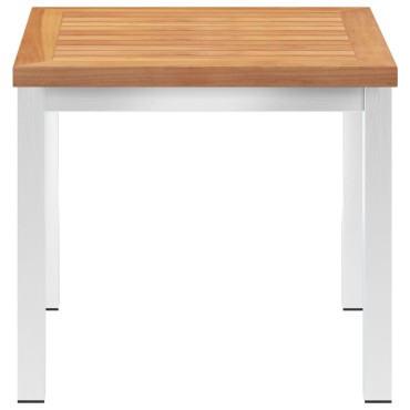vidaXL Τραπεζάκι Κήπου 45x45x38cm Μασίφ Ξύλο Teak / Ανοξ. Ατσάλι 1 τεμ.