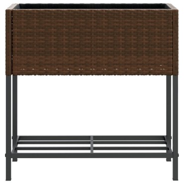 vidaXL Γλάστρες Κήπου με Ράφια 2 τεμ. Καφέ 70x28x70 εκ Συνθ. Ρατάν
