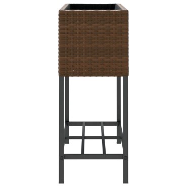 vidaXL Γλάστρες Κήπου με Ράφια 2 τεμ. Καφέ 70x28x70 εκ Συνθ. Ρατάν